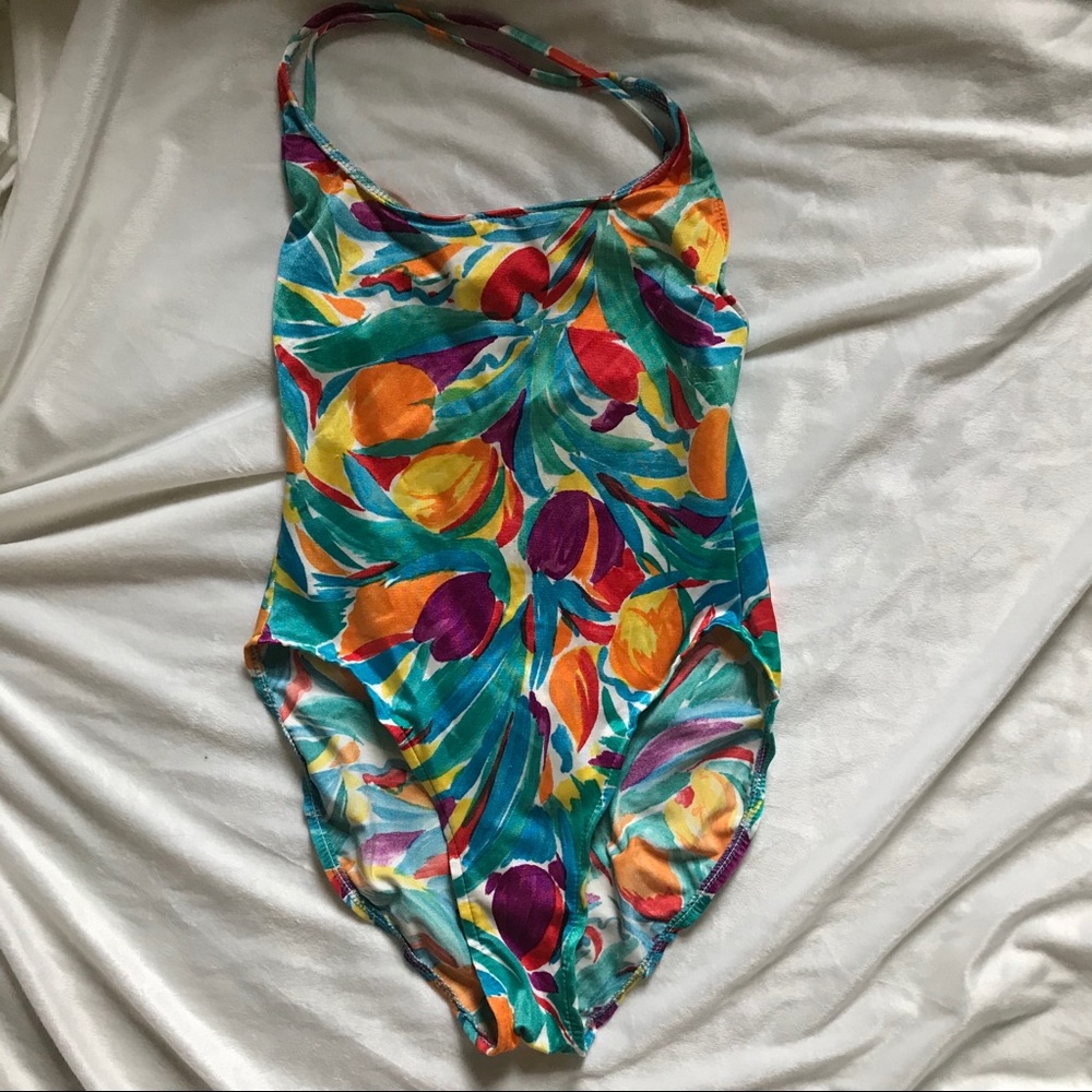 Vintage 90s floral one piece swimsuit bathing suit